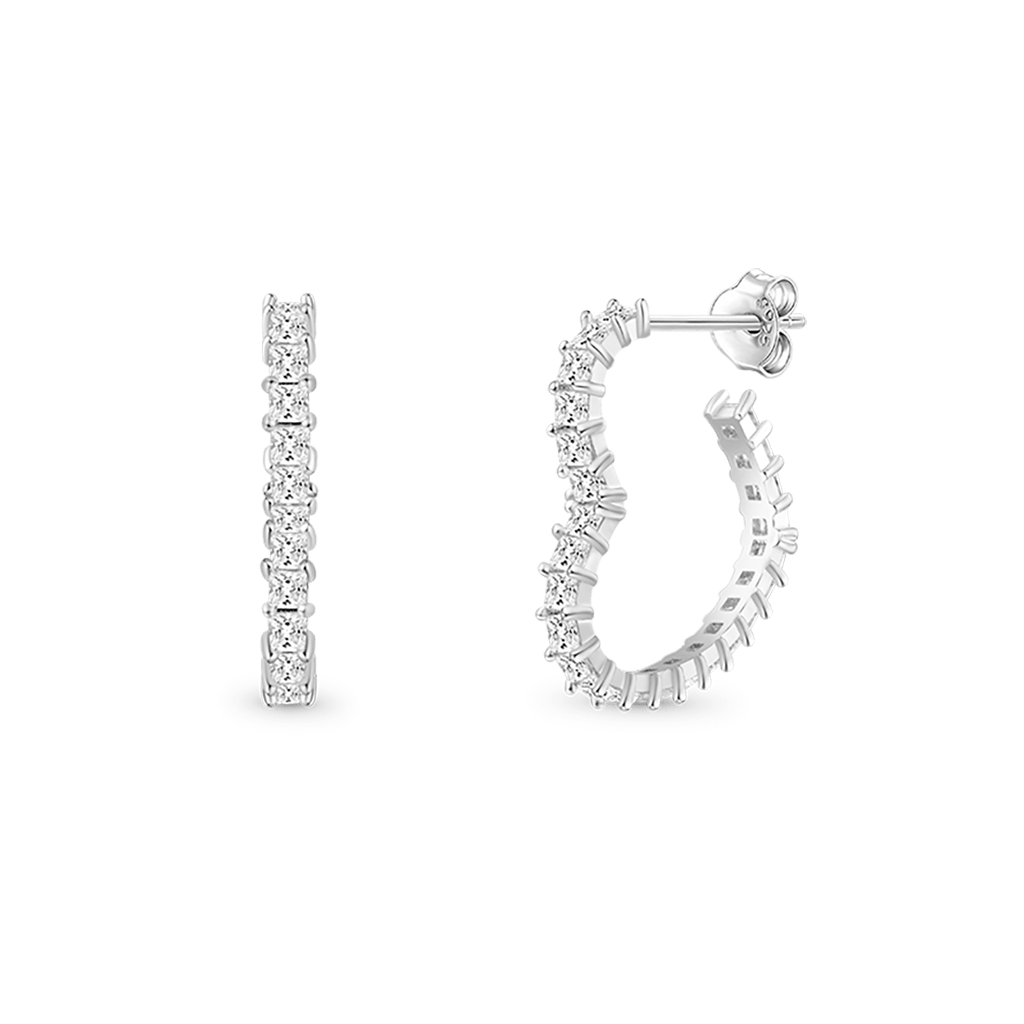 Gnoce Princess Cut Love Heart Stud Earrings_2