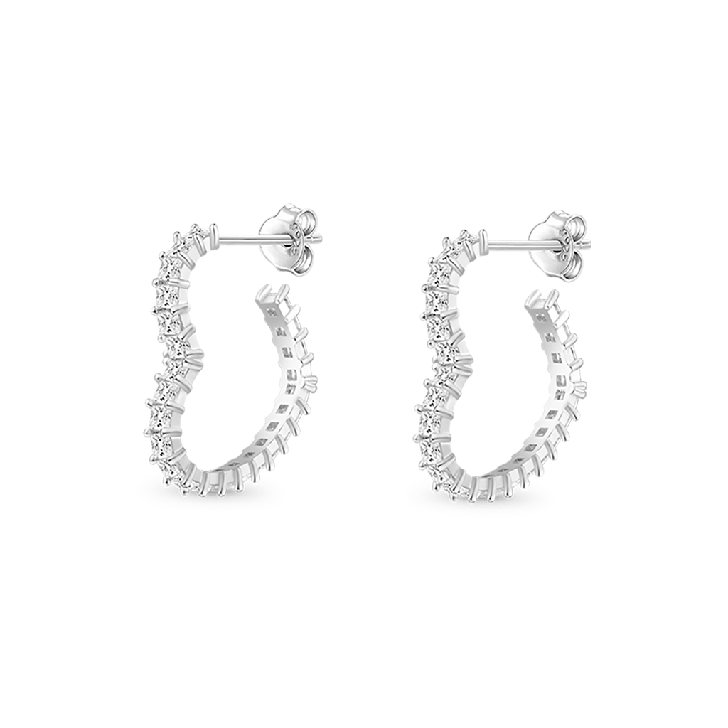 Gnoce Princess Cut Love Heart Stud Earrings_1