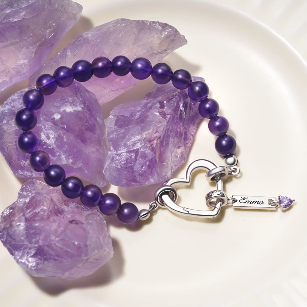 Gnoce Amethyst Energy Beaded Stretch Bracelet_3