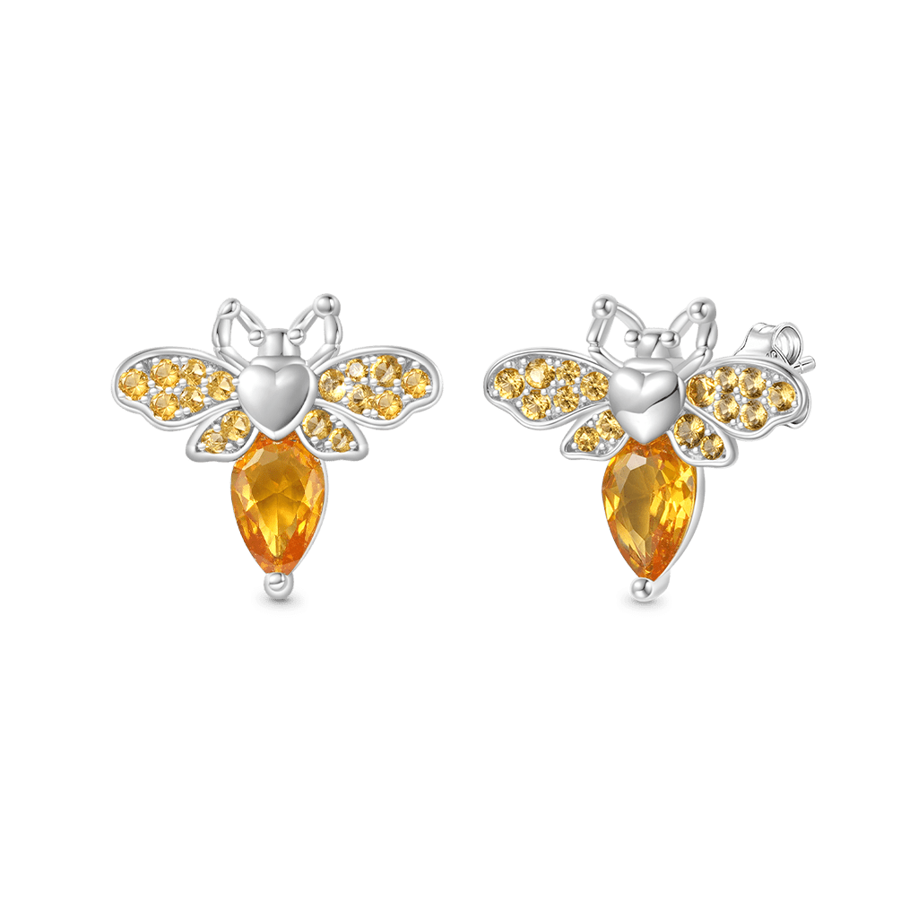 Gnoce Yellow Gold Bee Stud Earrings_2