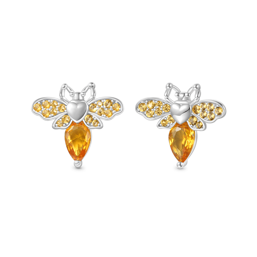 Gnoce Yellow Gold Bee Stud Earrings_1