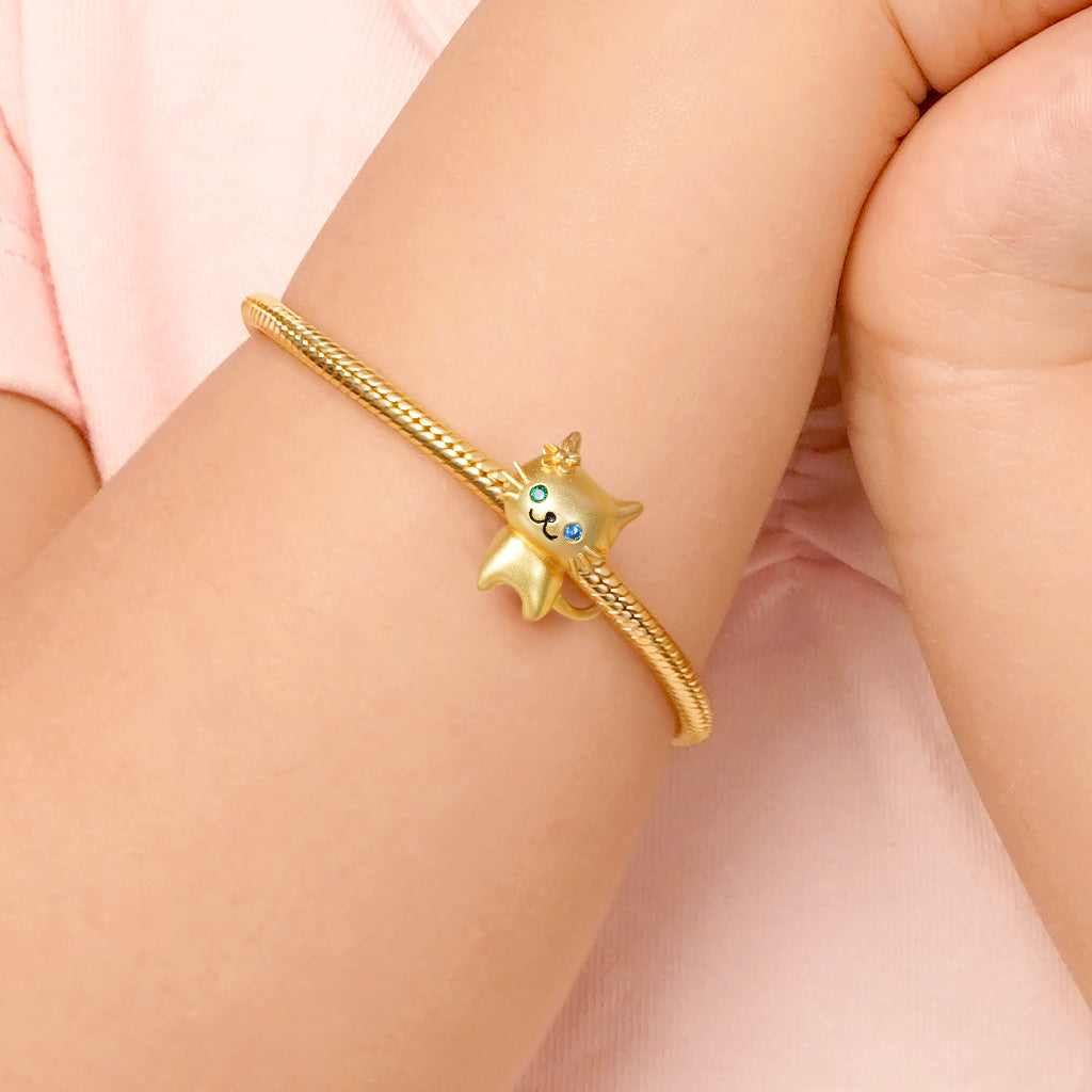 Cat Charm Bead Sterling Silver 18K Gold Plated_4