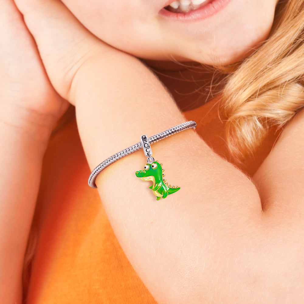 Green Alligator Pendant Dangle Charm Sterling Silver 18k Gold Plated_3