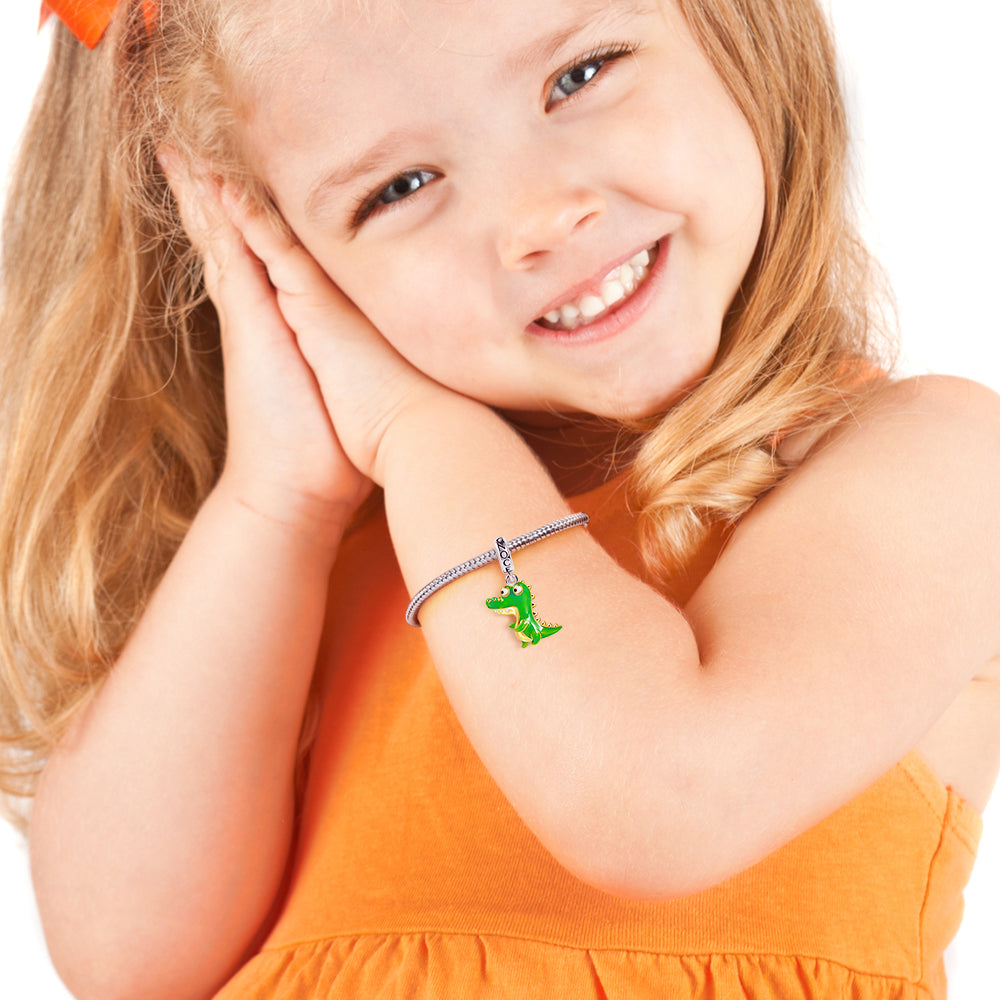 Green Alligator Pendant Dangle Charm Sterling Silver 18k Gold Plated_4