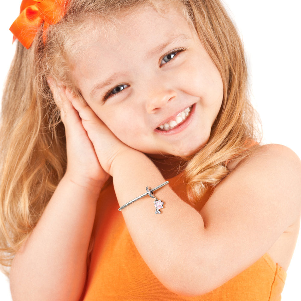 Paw & Bone Pendant Dangle Charm 925 Sterling Silver Inlaid with Crystal Gemstones_3