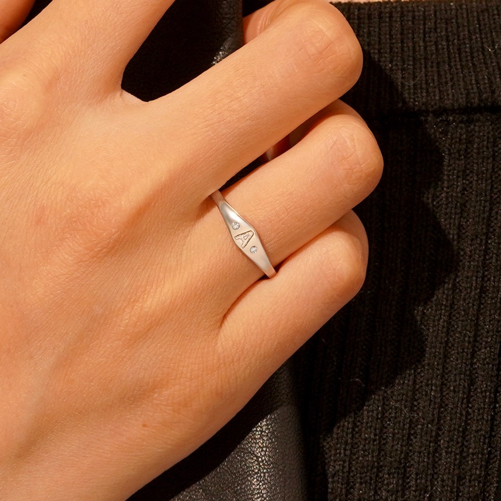 Gnoce Personalized Initial Letter Single Ring_5