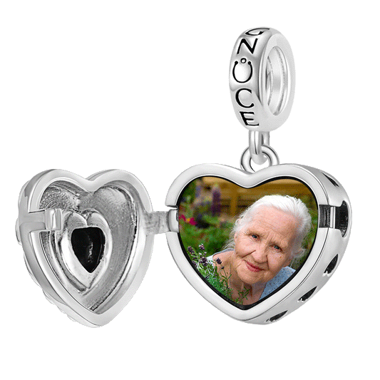 Gnoce Openable Personalized Photo Heart Pendant Dangle Charm_1