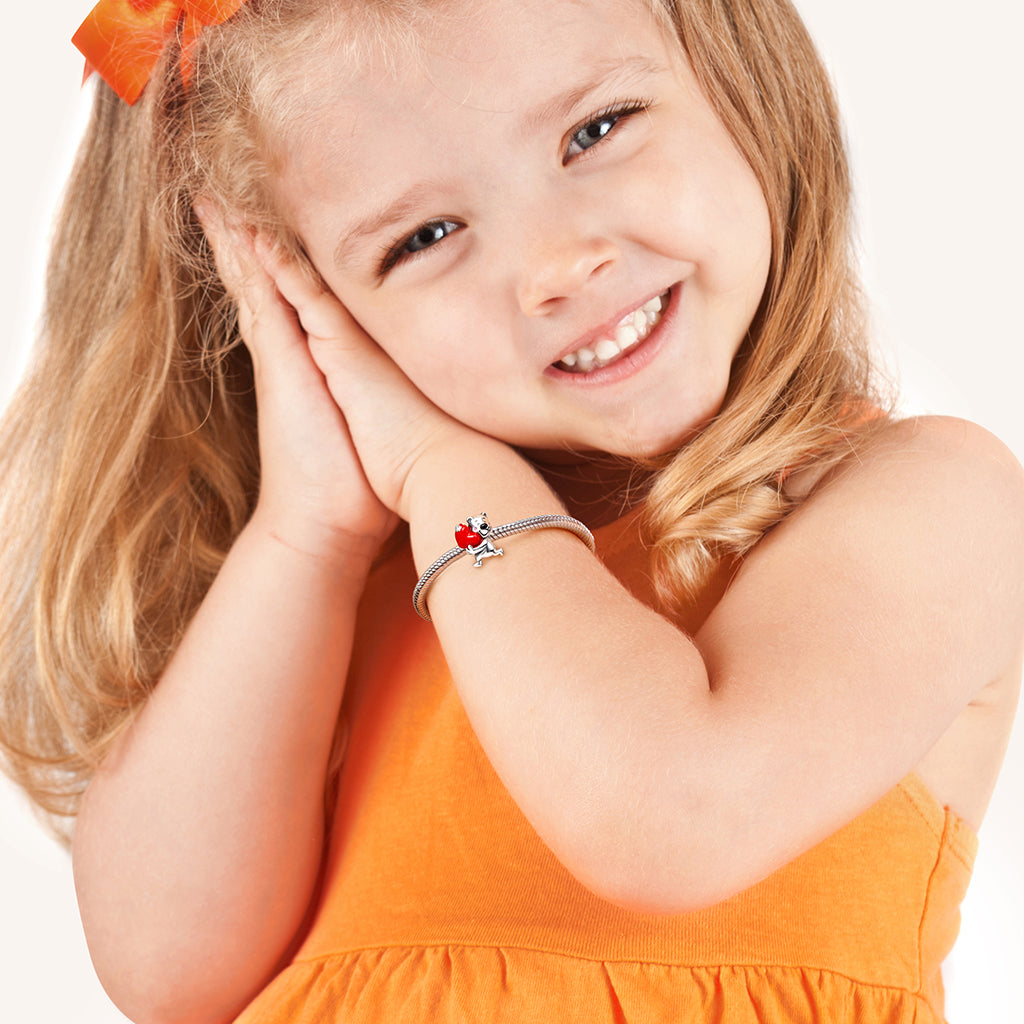 Bear Embraces Red Heart Stopper for Charm Bracelets 925 Sterling Silver_3