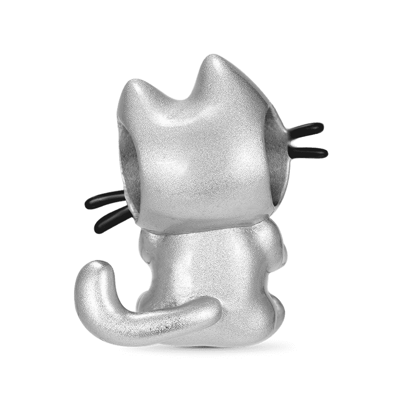 Lovely Cat Embrace Hearts Gem 925 Sterling Silver Charm Bead_2