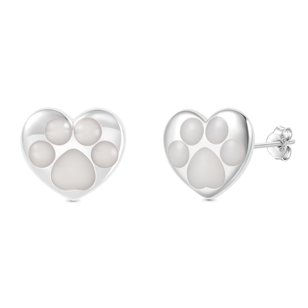 Gnoce Glow-in-the-Dark Heart Puppy Paw Stud Earrings_3