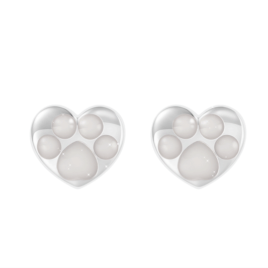 Gnoce Glow-in-the-Dark Heart Puppy Paw Stud Earrings_1