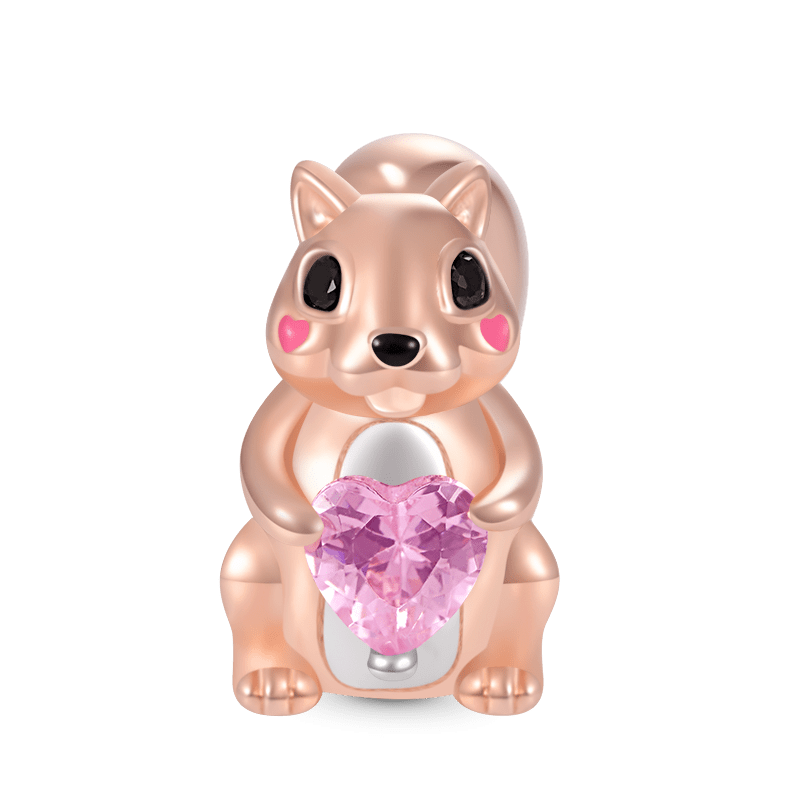 Gnoce Lovely Squirrel Embraces Heart Gem Charm_1
