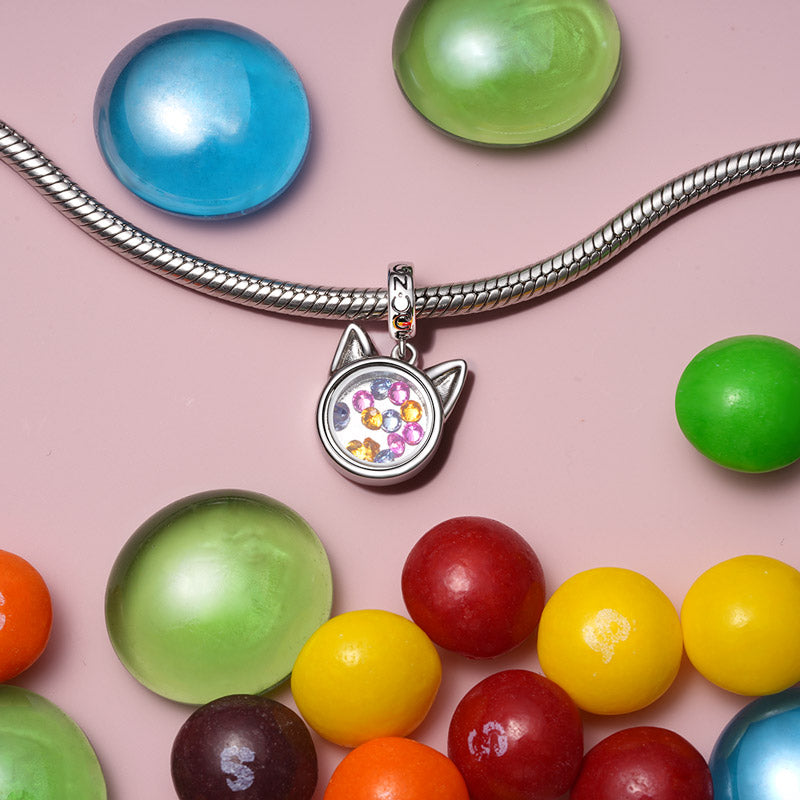 Gnoce Cat Pet Lover Engravable Heart Pendant Dangle Charm_2