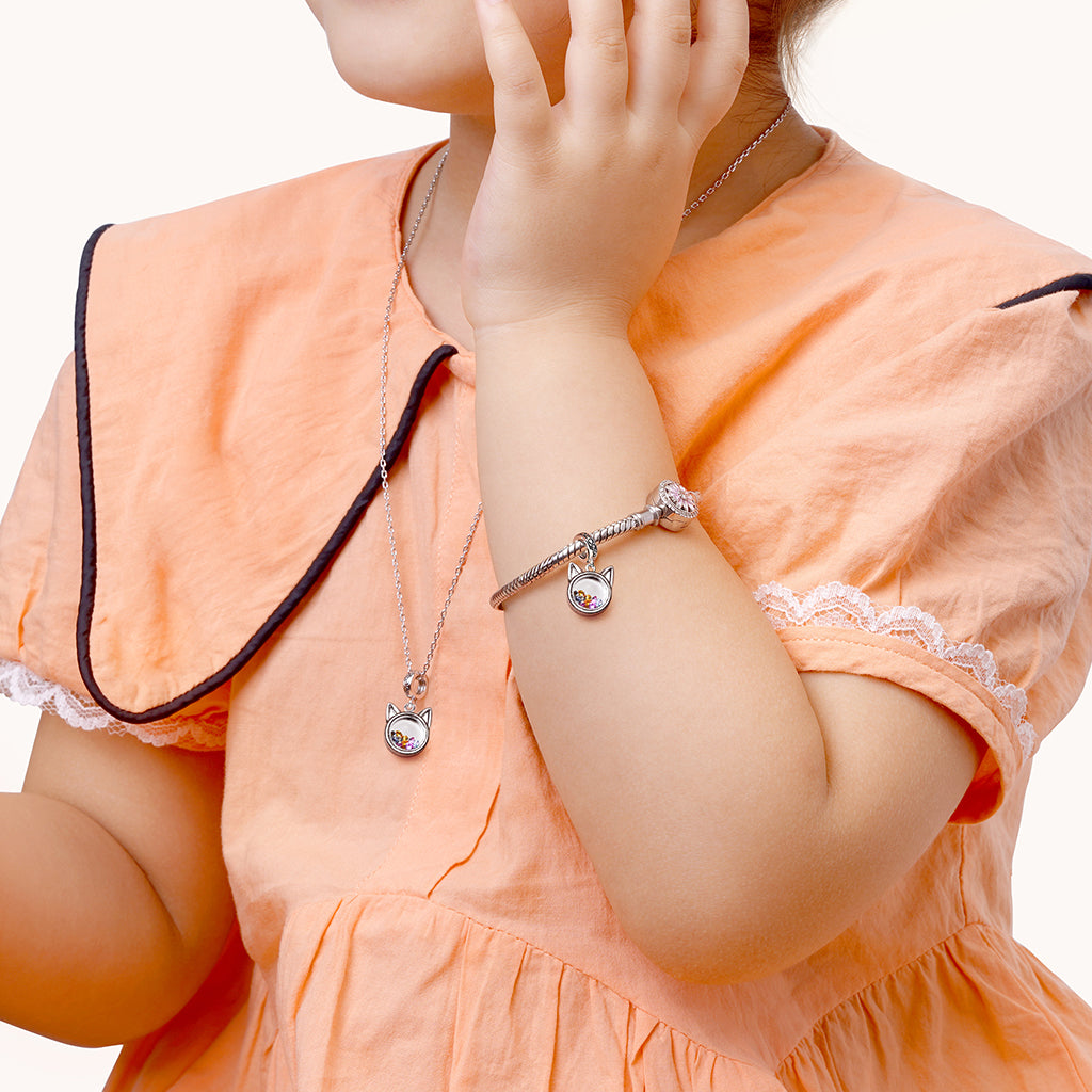 Gnoce Cat Pet Lover Engravable Heart Pendant Dangle Charm_3