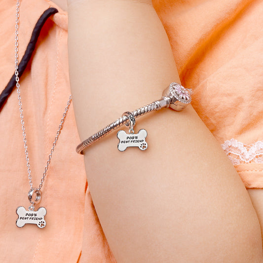 Gnoce Dog Loves Bone Engravable Pendant Dangle Charm_4