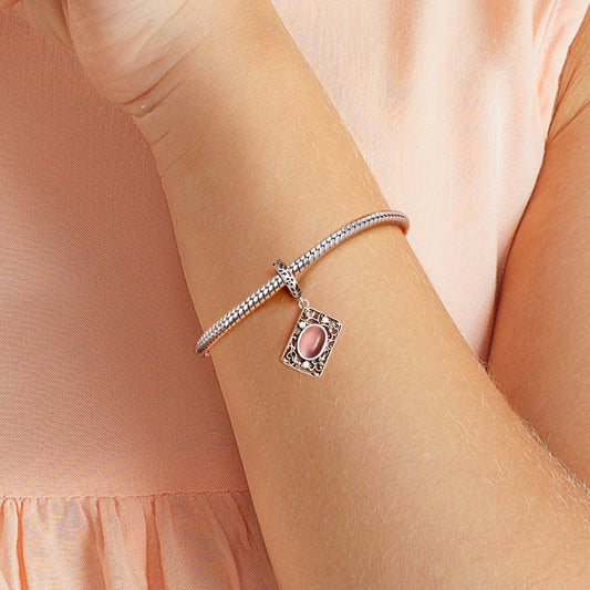 Gnoce Vintage Pink Glass Pendant Dangle Charm_4