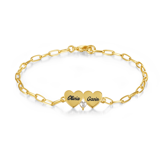 Gnoce Engravable Double Heart Adjustable Bracelet_1