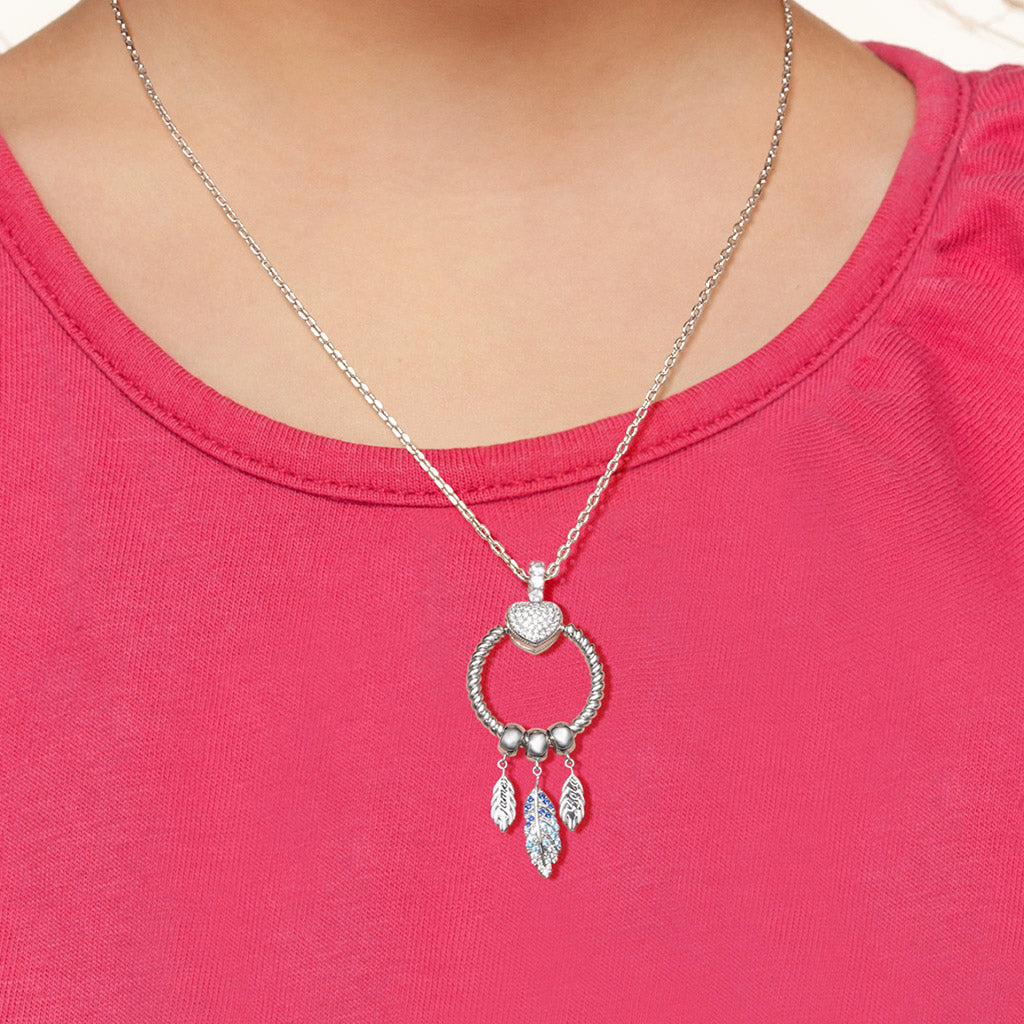 Openable O Pendant with Personalized Feathers Dangle Necklace 925 Sterling Silver_5