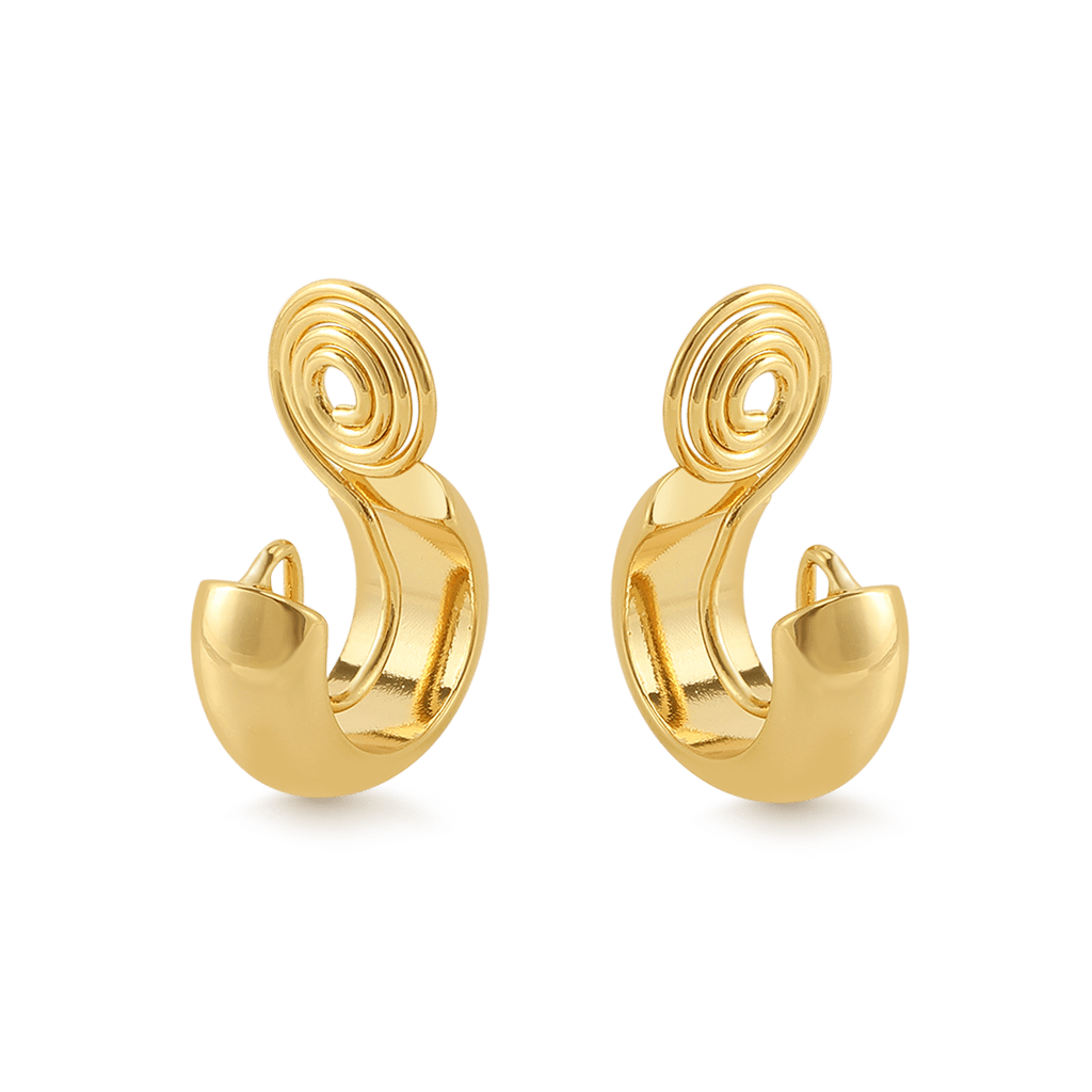 Gnoce Simple Huggie Gold Clip On Earrings_2