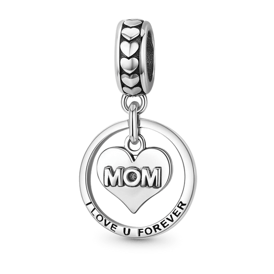 “Mom, I love you forever” Pendant Dangle Charm Sterling Silver_1