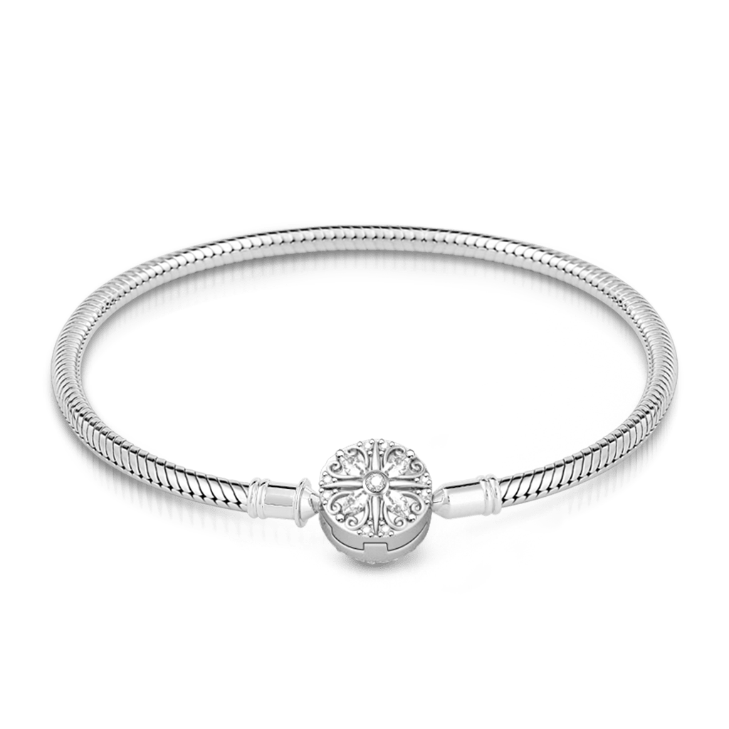 Gnoce "Lucky You" 925 Sterling Silver Four-leaf Clover Bracelet with Cubic Zirconia Fit Pandora Charms_1