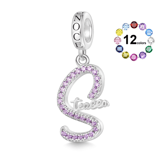 Gnoce Engravable Name Birthstone Pendant Dangle Charm_1