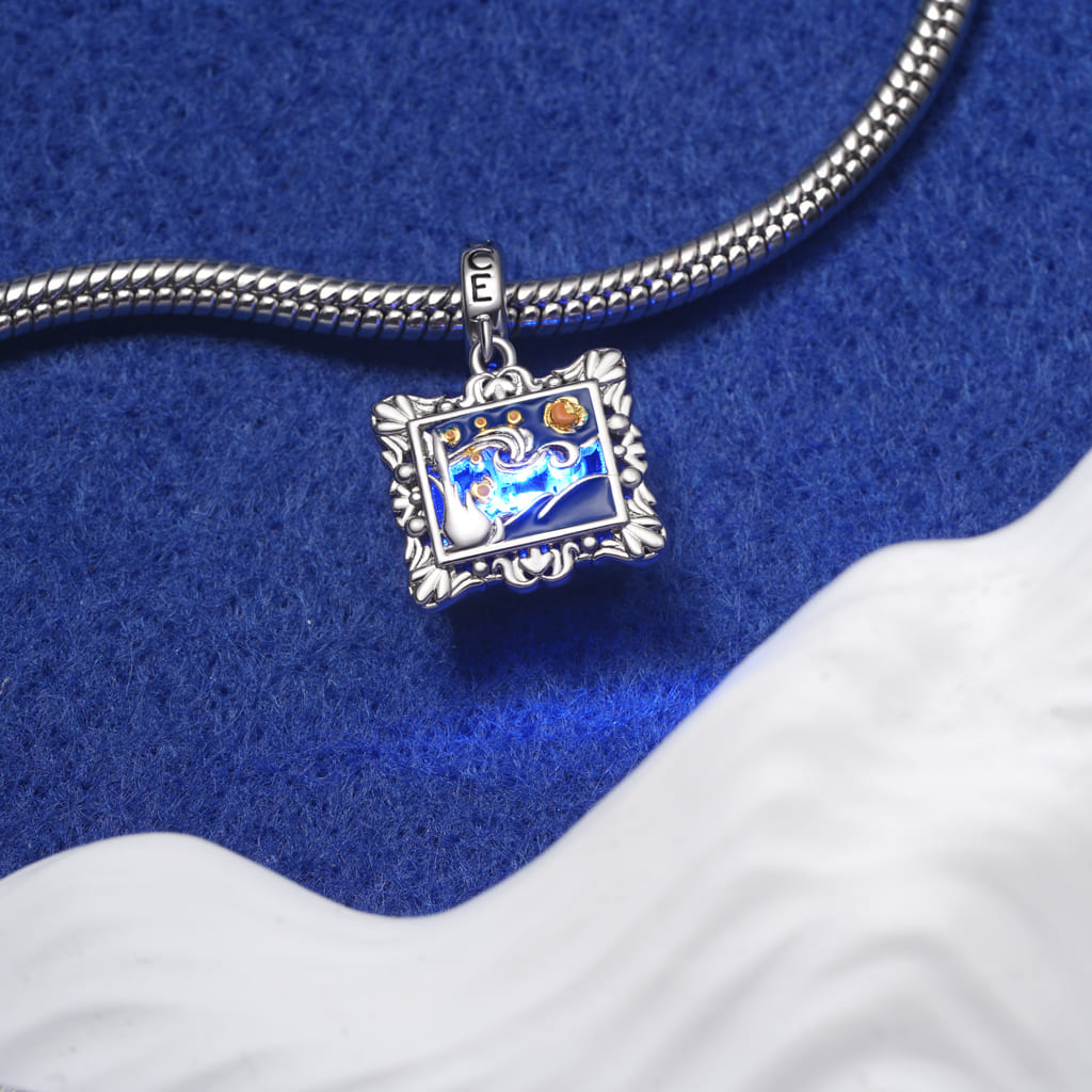 Gnoce Light-up Wireless Van Gogh's Starry Night Pendant Dangle Charm_5