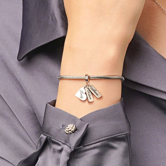 Gnoce Heart Engravable Triple Pendant Dangle Charm_7