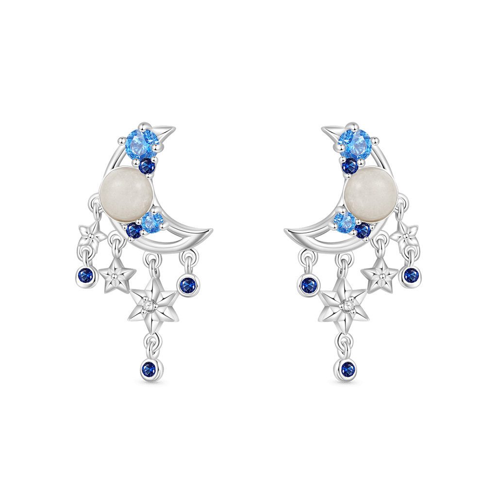 Gnoce Sparkling Glow-in-the-Dark Moon Stud Earrings_2