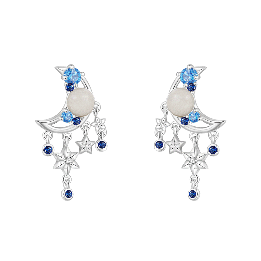 Gnoce Sparkling Glow-in-the-Dark Moon Stud Earrings_1