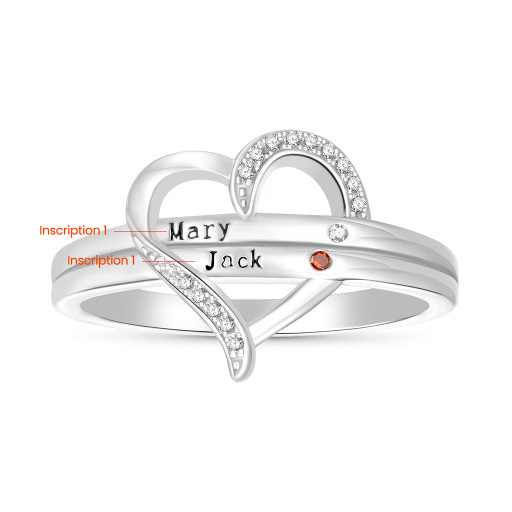 Gnoce Personalized Engravable Heart Birthstone Ring_2