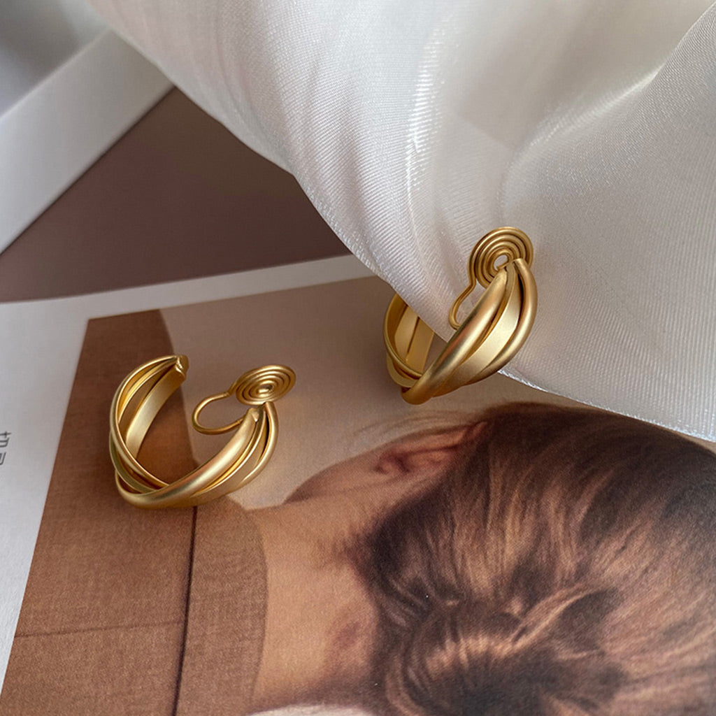 Gnoce Gold Geometric Metal Ear Clips_3