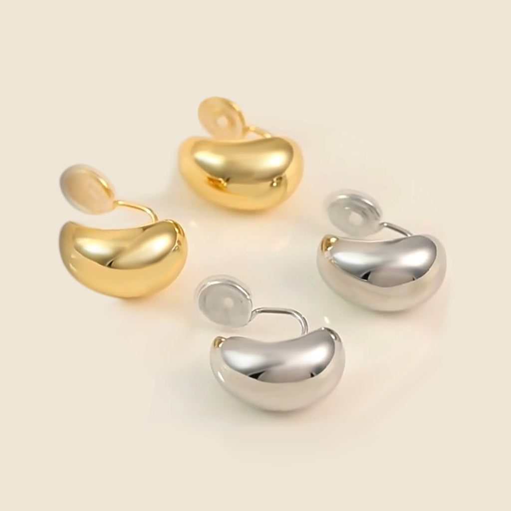 Gnoce Simple Huggie Water Drop Ear Clips_4