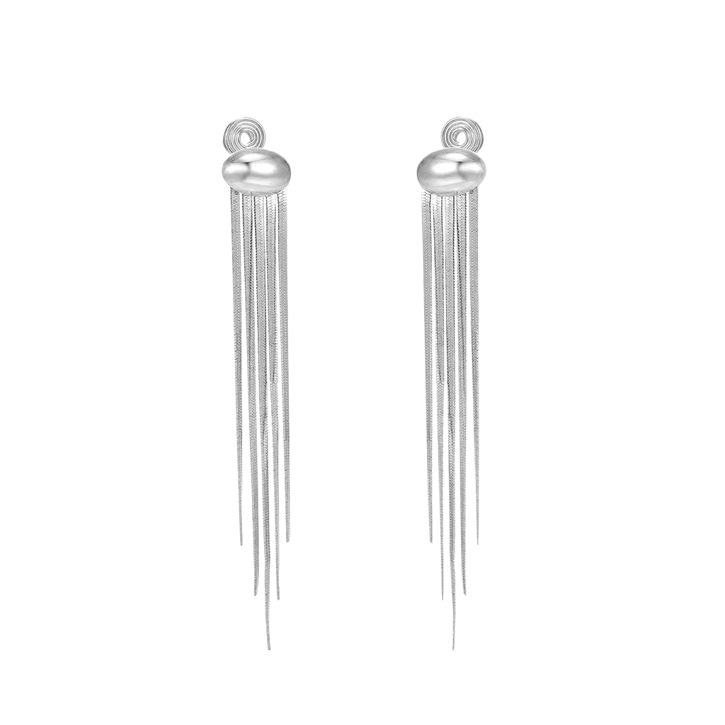 Gnoce Long Tassel Metal Bean Ear Clips_2