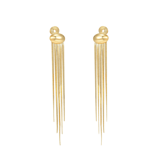 Gnoce Long Tassel Metal Bean Ear Clips_1