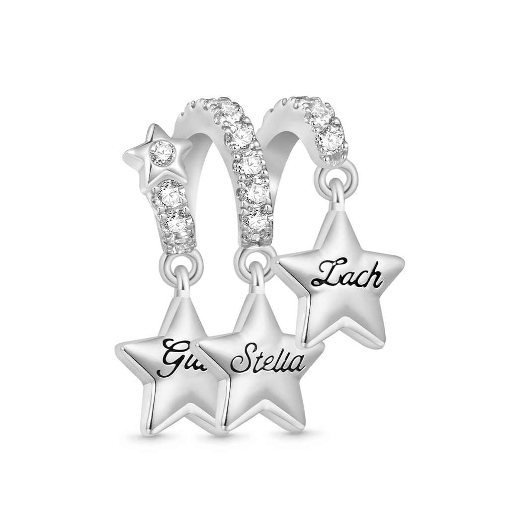Gnoce Engravable Stars Three Birthstone Pendant Dangle Charm_4