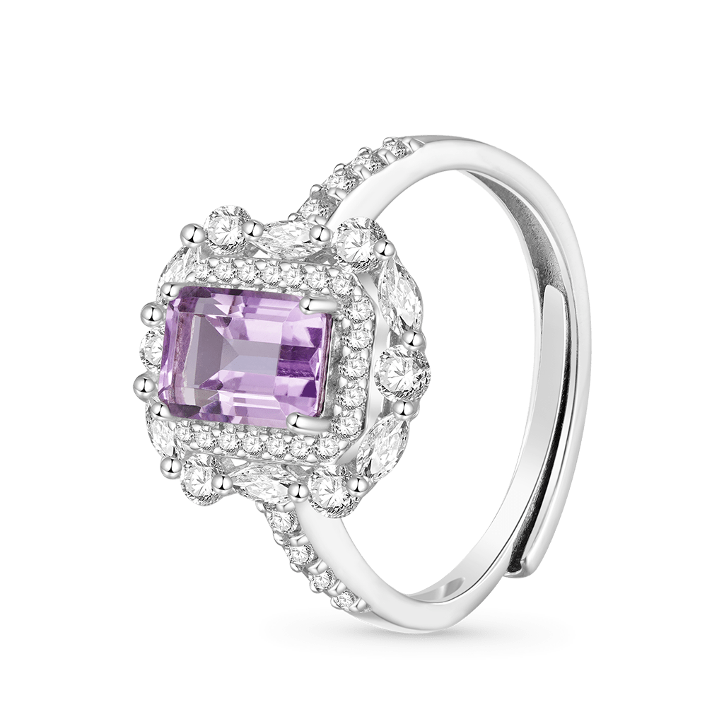 Gnoce Adjustable Square-cut Amethyst Promise Ring_2