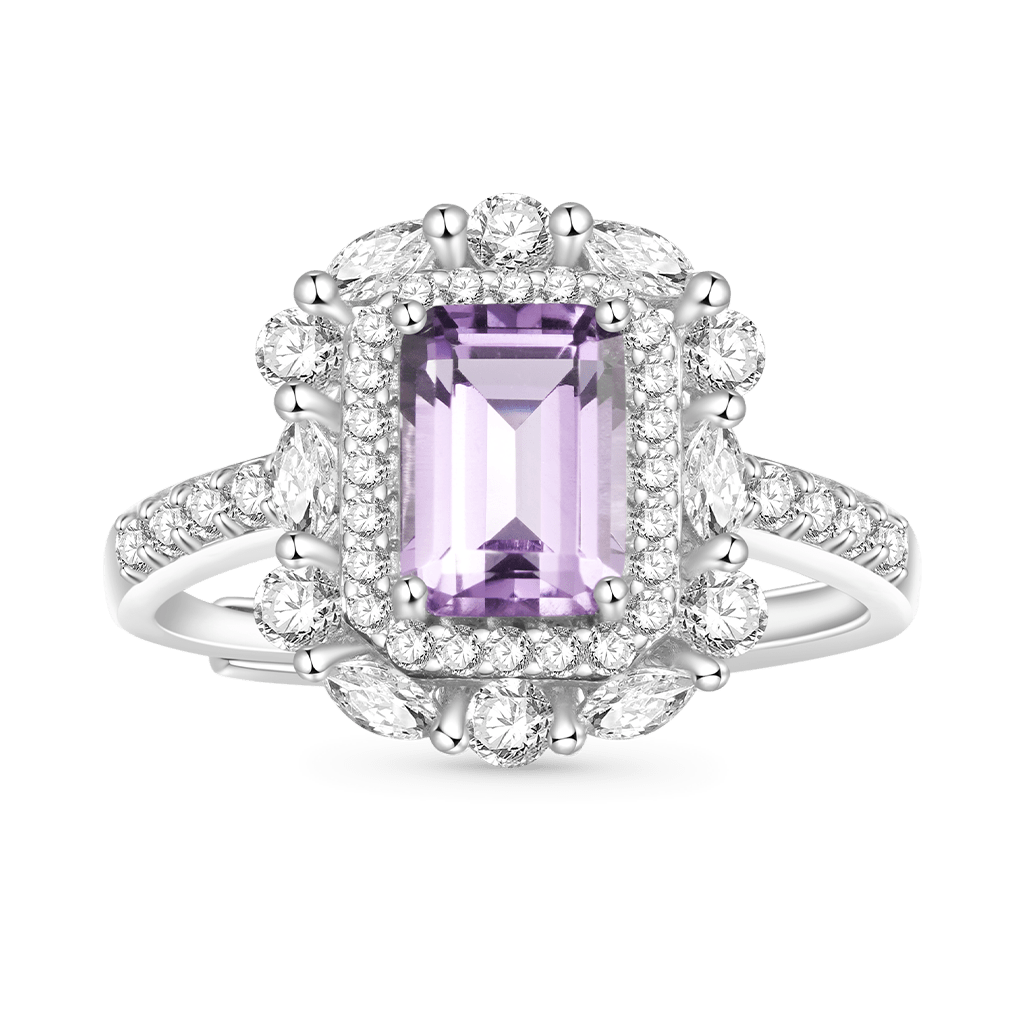 Gnoce Adjustable Square-cut Amethyst Promise Ring_1