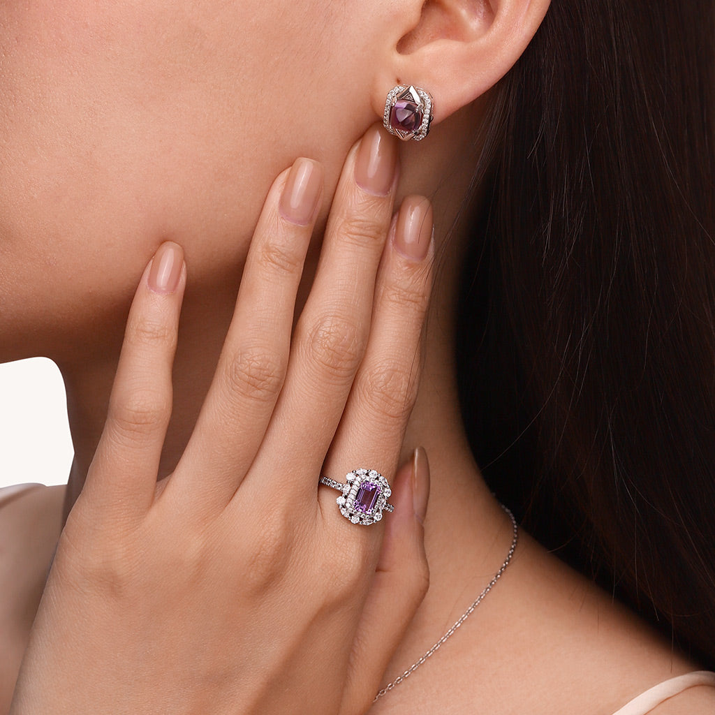 Gnoce Adjustable Square-cut Amethyst Promise Ring_4