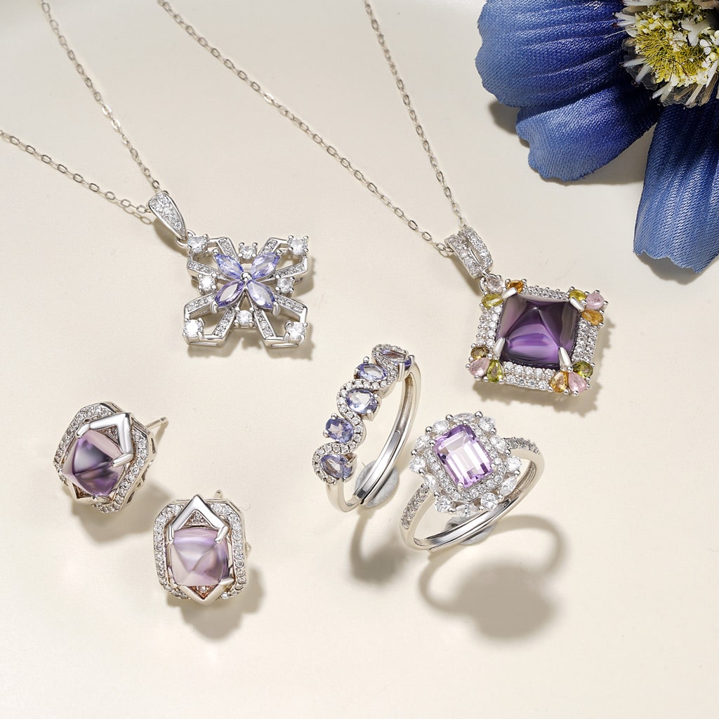 Gnoce Adjustable Square-cut Amethyst Promise Ring_3