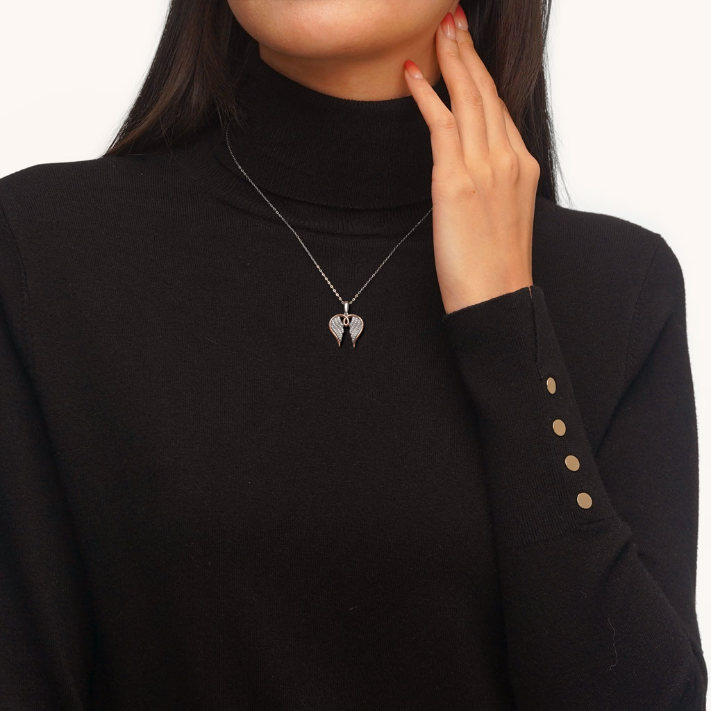 Gnoce 18k Rose Gold Angel Wings Necklace_5