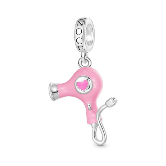 Gnoce Pink Enamel Hair Dryer Pendant Dangle Charm_1
