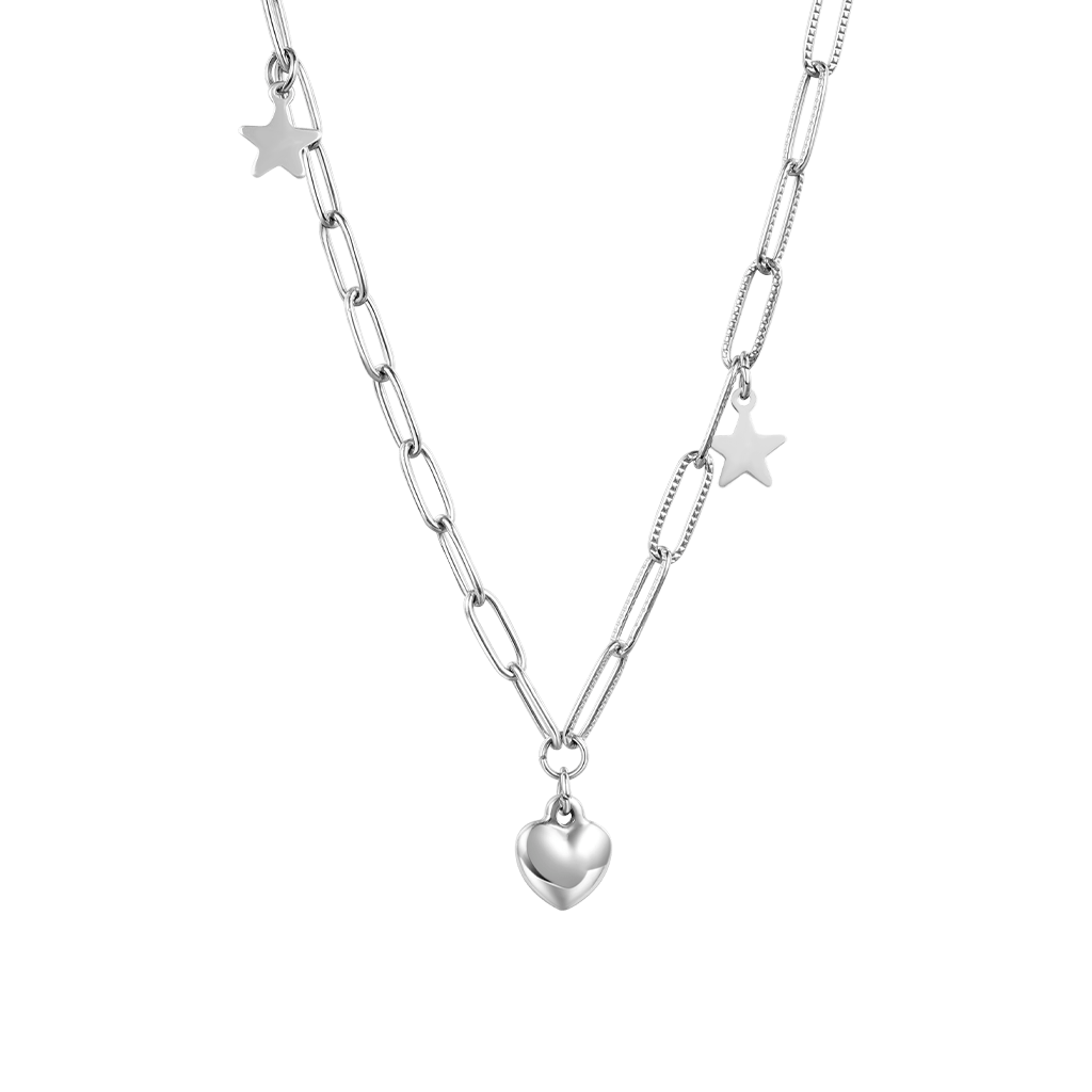 Gnoce Little Star Heart Link Chain Necklace_1