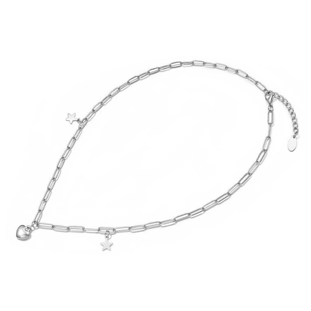 Gnoce Little Star Heart Link Chain Necklace_2