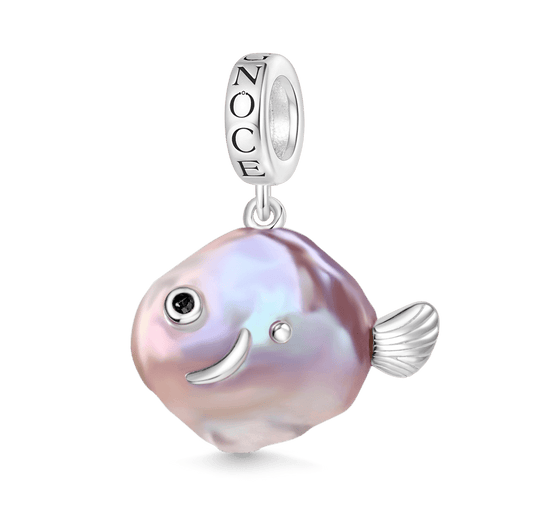 Gnoce Purple Fish Baroque Pearl Silver Pendant Dangle Charm_1
