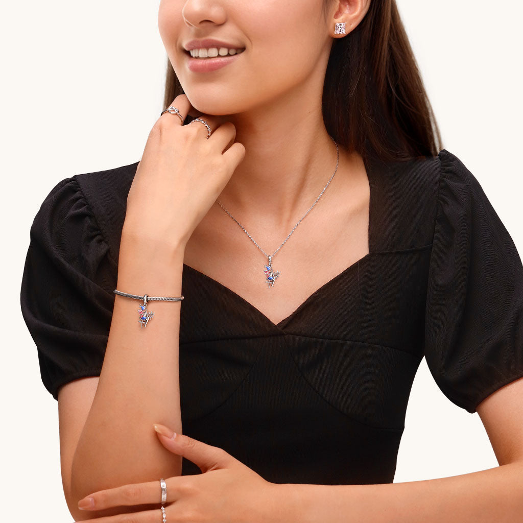 Gnoce Red Wings Fairy Puck Pendant Dangle Charm_4