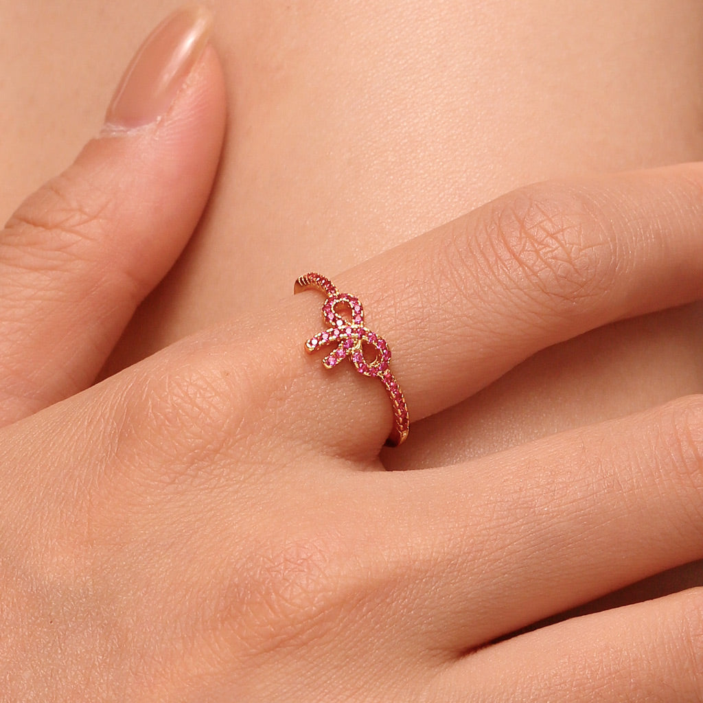 Gnoce Pink Pavé Bow Ring_5