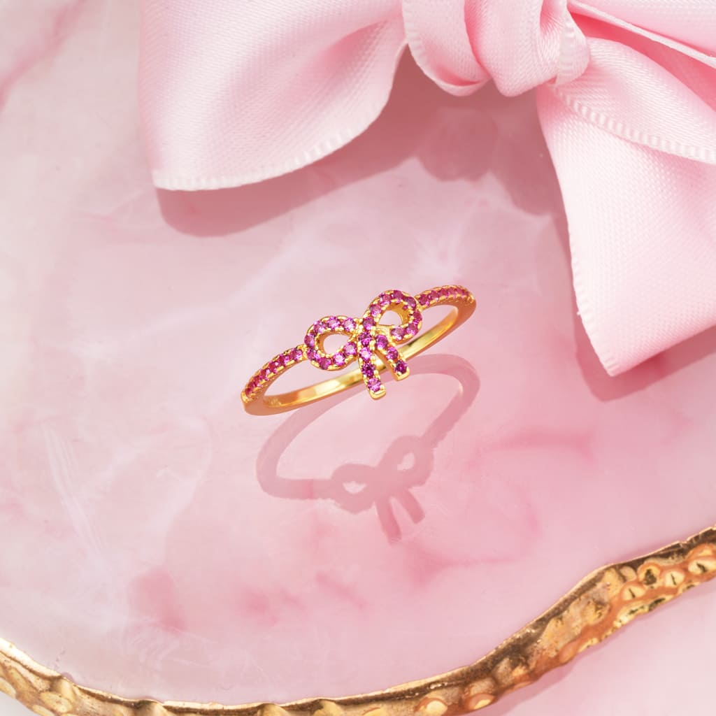 Gnoce Pink Pavé Bow Ring_3