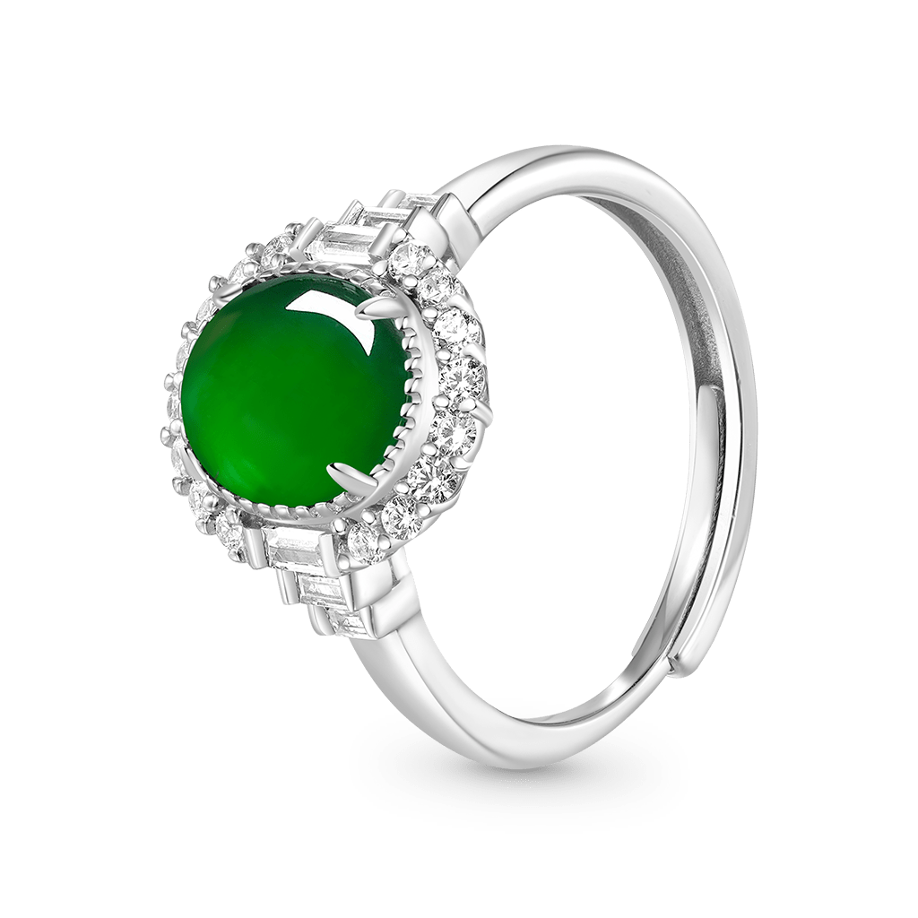Gnoce Natural Cabochon Vivid Green Jadeite Ring_2