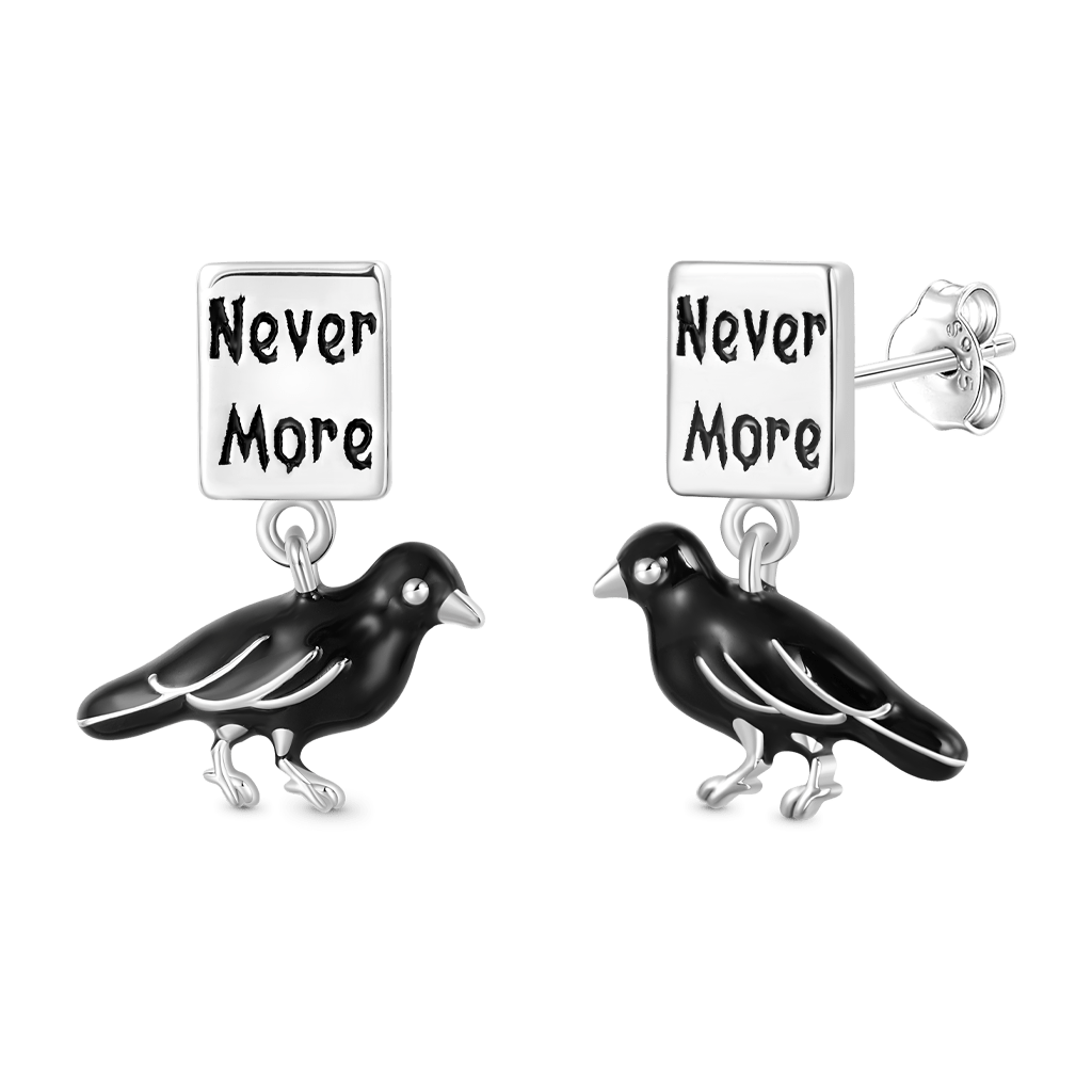 Gnoce Allan Poe 'Nevermore' Crow Stud Earrings_2